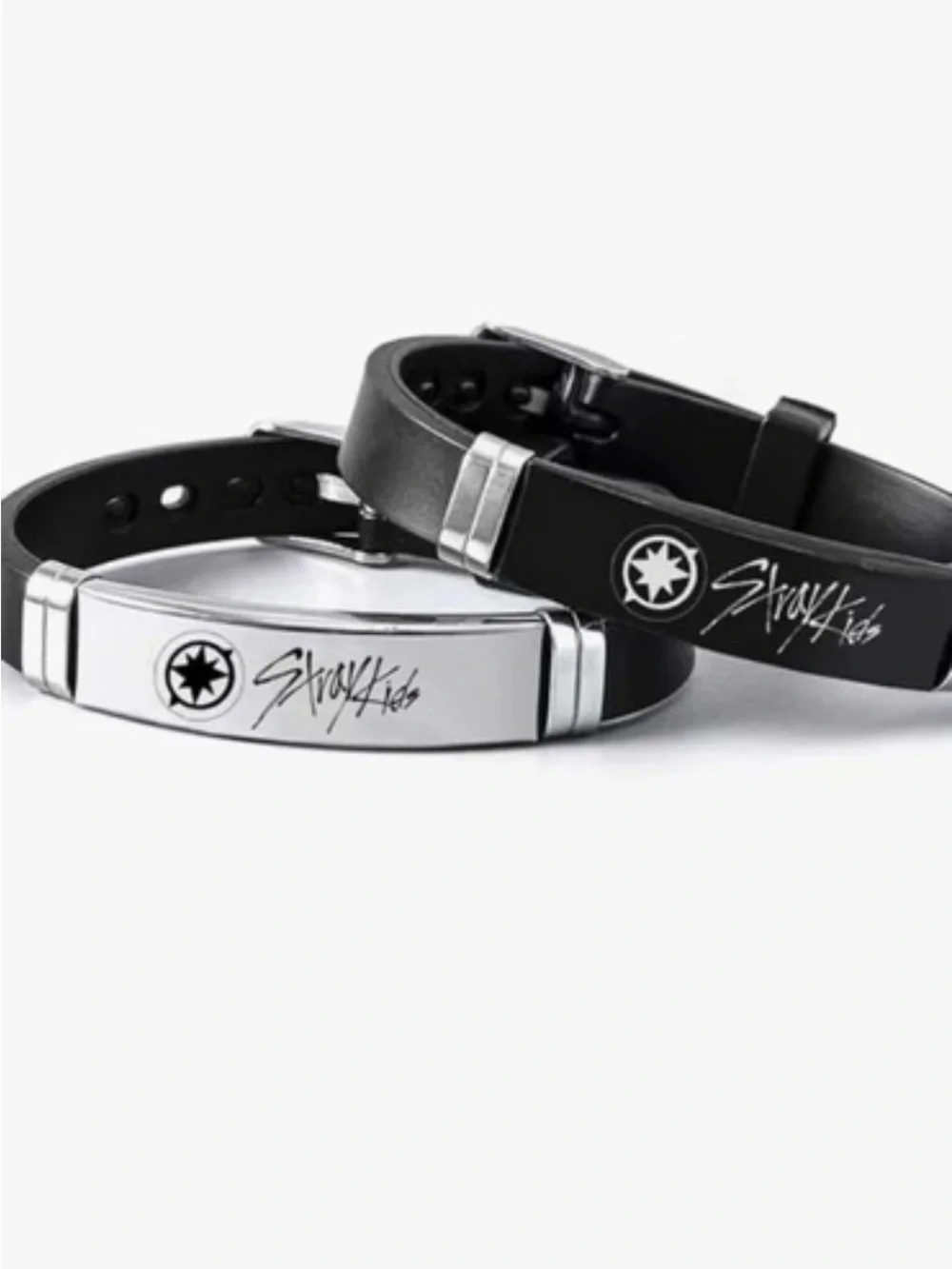 Stainless Steel Plate Black Leather Bracelet